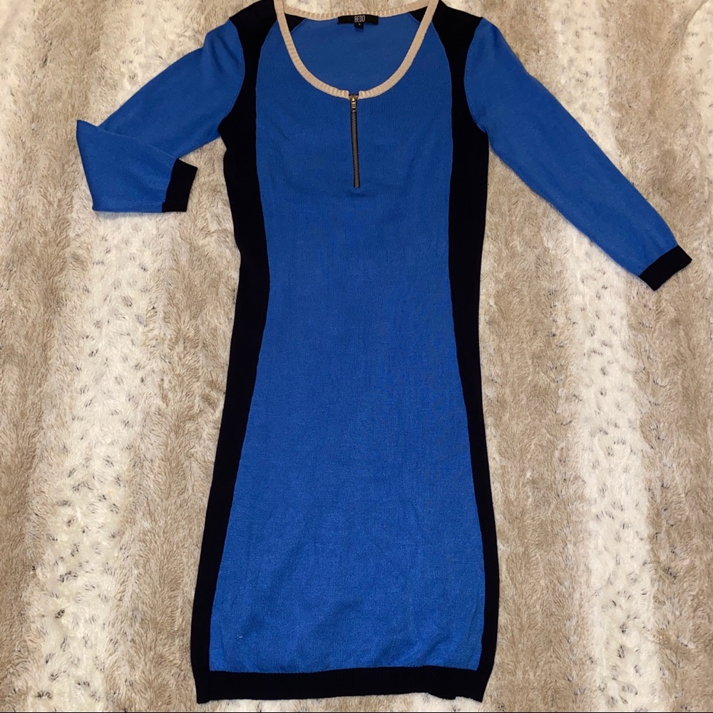 BEDO SWEATER DRESS in BLACK & BLUE